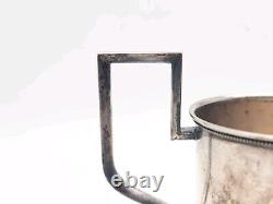 Rare Antique Imperial Russian 84 Silver Tea Cup Holder Goblet Glass Hallmark RU