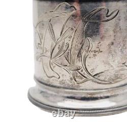 Rare Antique Imperial Russian 84 Silver Tea Cup Holder Goblet Glass Hallmark RU