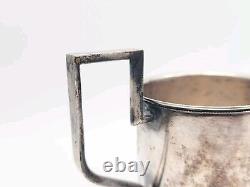 Rare Antique Imperial Russian 84 Silver Tea Cup Holder Goblet Glass Hallmark RU