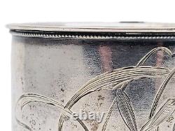 Rare Antique Imperial Russian 84 Silver Tea Cup Holder Goblet Glass Hallmark RU