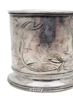 Rare Antique Imperial Russian 84 Silver Tea Cup Holder Goblet Glass Hallmark RU