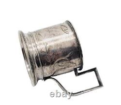 Rare Antique Imperial Russian 84 Silver Tea Cup Holder Goblet Glass Hallmark RU