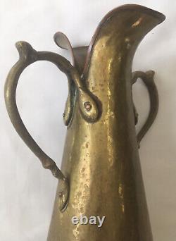 Rare Antique Imperial Russian Brass & Copper Vase / Vessel, 13 H, c. 1880's