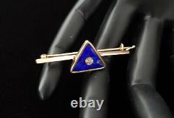 Rare Antique Imperial Russian Faberge 56 Gold 14K Enamel Guilloche Brooch Pin RU