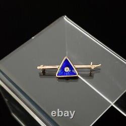 Rare Antique Imperial Russian Faberge 56 Gold 14K Enamel Guilloche Brooch Pin RU