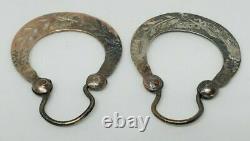 Rare Antique Imperial Russian Gilt Sterling Silver 84 Earrings Women's Jewelry