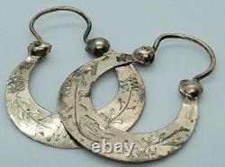 Rare Antique Imperial Russian Gilt Sterling Silver 84 Earrings Women's Jewelry