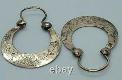 Rare Antique Imperial Russian Gilt Sterling Silver 84 Earrings Women's Jewelry