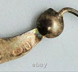 Rare Antique Imperial Russian Gilt Sterling Silver 84 Earrings Women's Jewelry