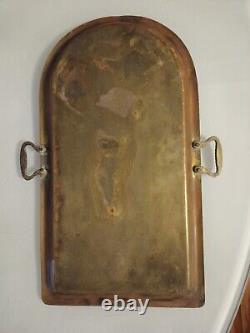 Rare Antique Imperial Russian Hammered Brass Tray With Handles, 14 Gornin
