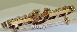 Rare Antique Imperial Russian Luck Horse Shoe Brooch 14k Gold 1ct Diamonds c1890