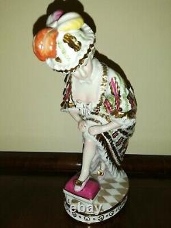Rare Antique Imperial Russian Moscow Gardner Porcelain Figure Lady with Secret