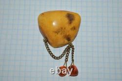 Rare Antique Imperial Russian Pin Brooch Natural Amber Women's Jewelry Fashion