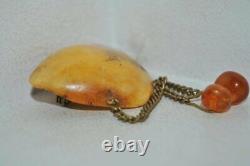 Rare Antique Imperial Russian Pin Brooch Natural Amber Women's Jewelry Fashion