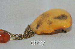 Rare Antique Imperial Russian Pin Brooch Natural Amber Women's Jewelry Fashion