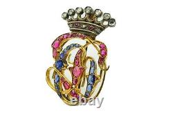 Rare Antique Imperial Russian Romanov Tsarist Royal Crown Jewel Royalty Brooch