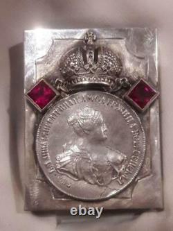 Rare Antique Imperial Russian Sterling Silver 84 Matchstick Case Anna & Eagle