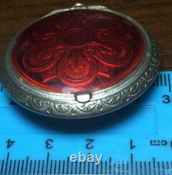 Rare Antique Imperial Russian Sterling Silver 84 Pendant Etched Guilloche Enamel