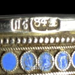 Rare Antique Imperial Russian Sterling Silver Napkin Ring Enameled 84 marked 5cm