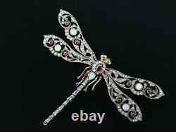 Rare Antique Romanov Imperial Russian 56 Gold Ruby Faberge Dragonfly Brooch Pin