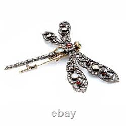 Rare Antique Romanov Imperial Russian 56 Gold Ruby Faberge Dragonfly Brooch Pin