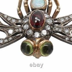 Rare Antique Romanov Imperial Russian 56 Gold Ruby Faberge Dragonfly Brooch Pin