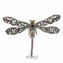 Rare Antique Romanov Imperial Russian 56 Gold Ruby Faberge Dragonfly Brooch Pin