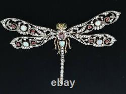 Rare Antique Romanov Imperial Russian 56 Gold Ruby Faberge Dragonfly Brooch Pin