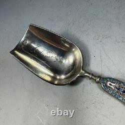 Rare Antique Russian Imperial 84 Silver Enamel Spoon Scoop 1891 GK