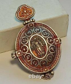 Rare Antique Russian Imperial Sterling Silver 84 Christian Jewelry Pendant Box