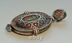 Rare Antique Russian Imperial Sterling Silver 84 Christian Jewelry Pendant Box