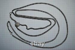 Rare Antique Russian Imperial Sterling Silver 84 Jewelry Chain Necklace 120 cm