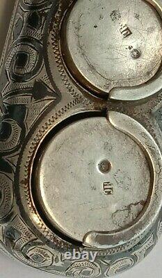 Rare Antique Silver 84 Imperial Russian Coin Box Caucasus Engraved Kavkaz
