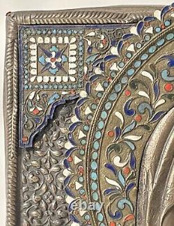 Rare Antique Yaroslavl School Imperial Russian Icon In 84 Enameled Silver Oklad