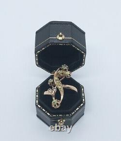 Rare Art Nouveau Imperial Russian 14k Diamond Demantoid Garnet Ring Sz 6.5