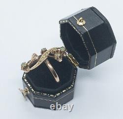 Rare Art Nouveau Imperial Russian 14k Diamond Demantoid Garnet Ring Sz 6.5