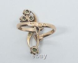 Rare Art Nouveau Imperial Russian 14k Diamond Demantoid Garnet Ring Sz 6.5