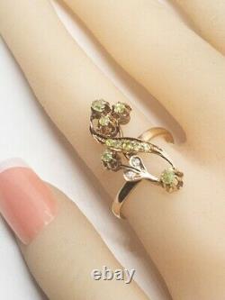 Rare Art Nouveau Imperial Russian 14k Diamond Demantoid Garnet Ring Sz 6.5