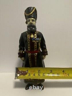 Rare FABERGE 1912 Bronze Imperial Russian Cossack Guard Antique Gold Gilt Enamel