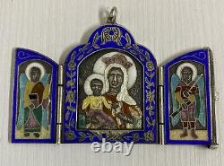 Rare Imperial Russian Antique Ladanka Icon Silver 84 Enamel Religion Christian