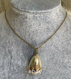 Rare Imperial Russian Faberge 14k 56 Solid Gold Silver Egg Pendant with Box