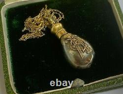 Rare Imperial Russian Faberge 14k Gold Silver 84 Egg Pendant Bottle Kollin #