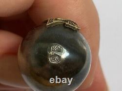 Rare Imperial Russian Faberge 14k Gold Silver 84 Egg Pendant Bottle Kollin #