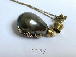 Rare Imperial Russian Faberge 14k Gold Silver 84 Egg Pendant Bottle Kollin #