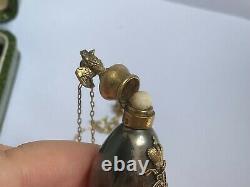 Rare Imperial Russian Faberge 14k Gold Silver 84 Egg Pendant Bottle Kollin #