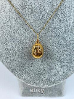 Rare Imperial Russian Faberge Silver Gild 88 Egg Enamel Pendant Wigström 1897's