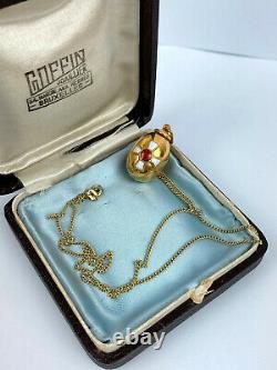 Rare Imperial Russian Faberge Silver Gild 88 Egg Enamel Pendant Wigström 1897's