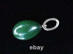 Rare Imperial Russian TILLANDER Faberge 56 Gold 14K Nephrite Jade Egg Pendant RU