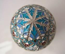 Rare Imperial Russian large silver and enamel egg box Ivan Klebnikov Moscow 1910