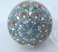 Rare Imperial Russian large silver and enamel egg box Ivan Klebnikov Moscow 1910